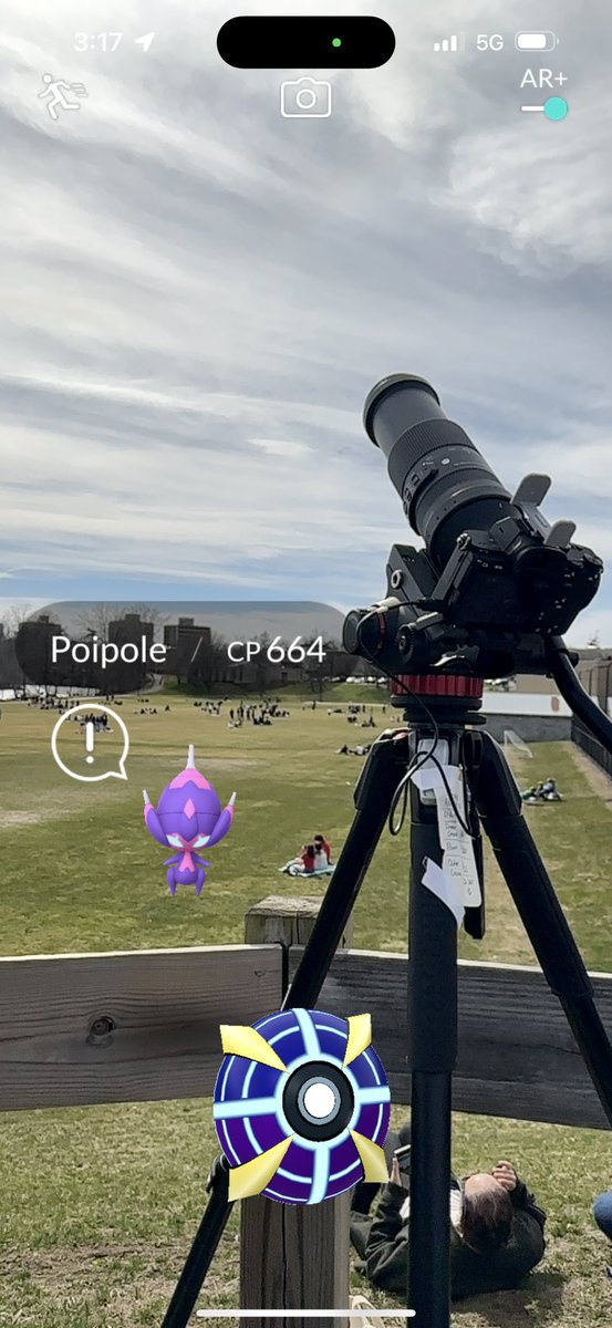 Poipole captured moments before solar #eclipse totality in Plattsburgh, NY🌒 

 #Eclipse2024 #PathOfTotality #PokemonGO