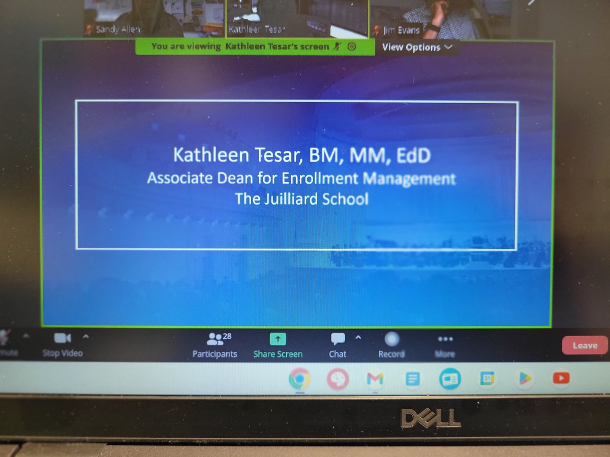 Had a great session with Kathleen Tesar from the @JuilliardSchool. I've always been curious about what the requirements are and how we can prepare students who want to pursue careers in the arts. Valuable information!