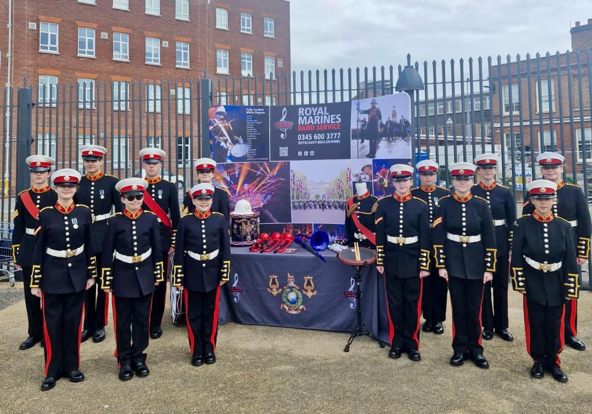 Today, cadets from the Band supported a Tri-Service event at @PHDockyard ⚓️ The Band provided a musical ensemble to entertain the crowds as they looked around the various stalls from the Royal Navy, British Army and Royal Air Force. 🫡 #MeetTheChallenge #COULDYOU #opportunity