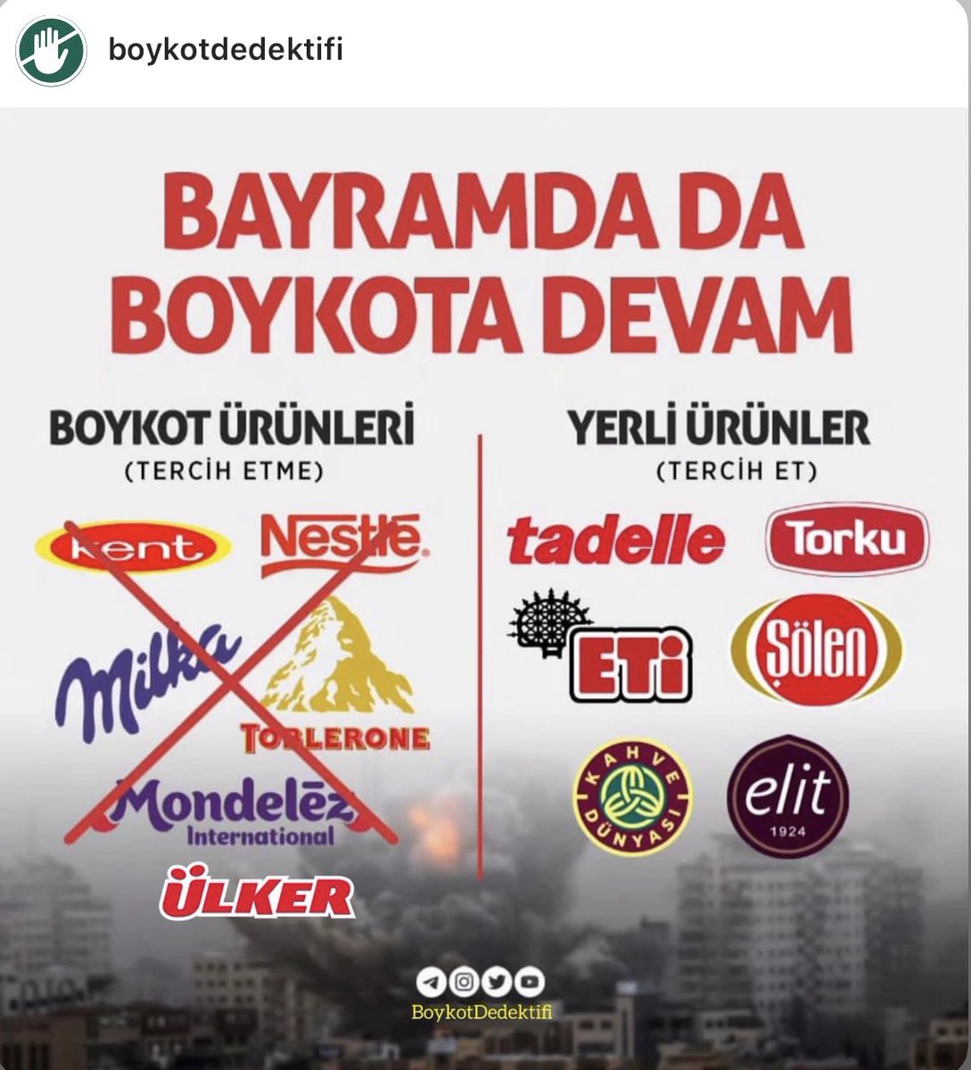 💢 Bayram Öncesi Şeker Çikolata
Alacaksan Dikkat Et ⚠️

#Boykot - #FreePalestine 🇵🇸