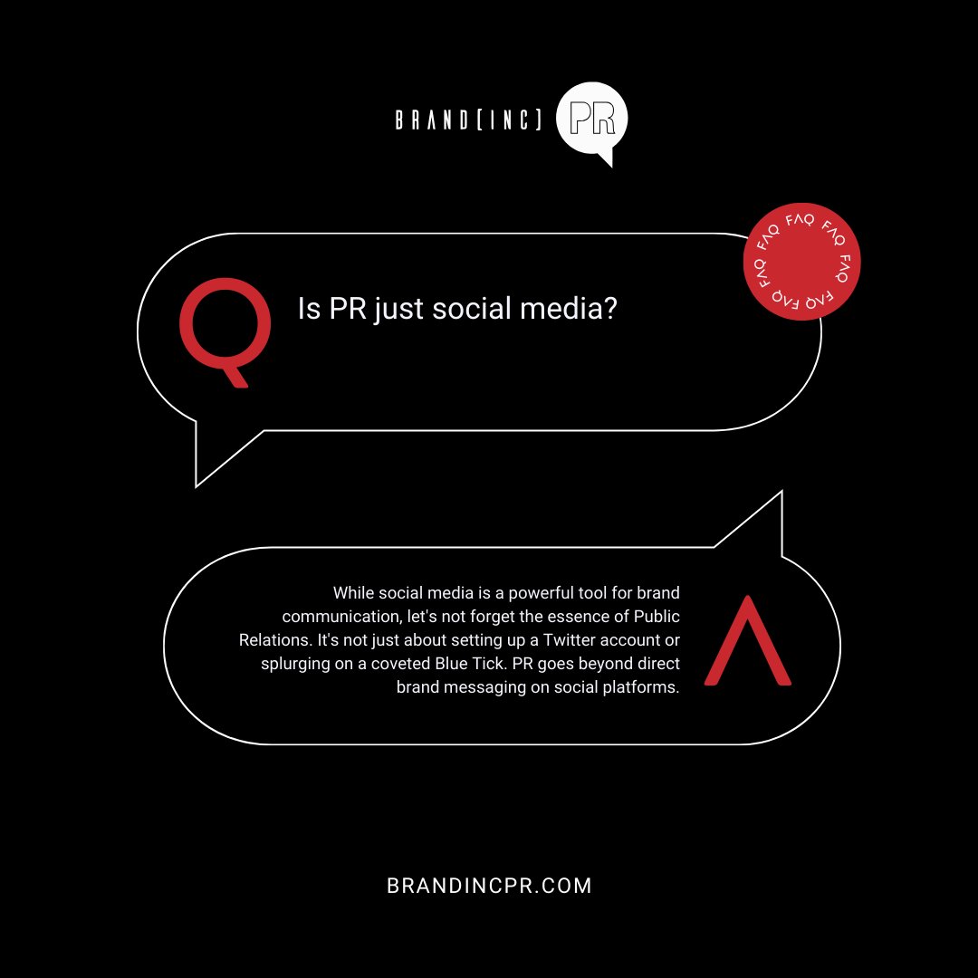 🔊💼 PR: More Than Just Social Media! 💬📰It's not just about setting up a Twitter account or splurging on a coveted Blue Tick. PR goes beyond direct brand messaging on social platforms.

💼✨ #PRPower #BeyondSocialMedia #BrandCredibility 🚀