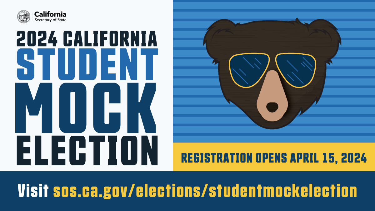 Mark your calendars! Registration for the 2024 Student Mock Election opens on April 15! Don’t miss this opportunity for students & teachers to participate in this special mock election designed to engage & encourage future voters. bit.ly/SOSMockElection