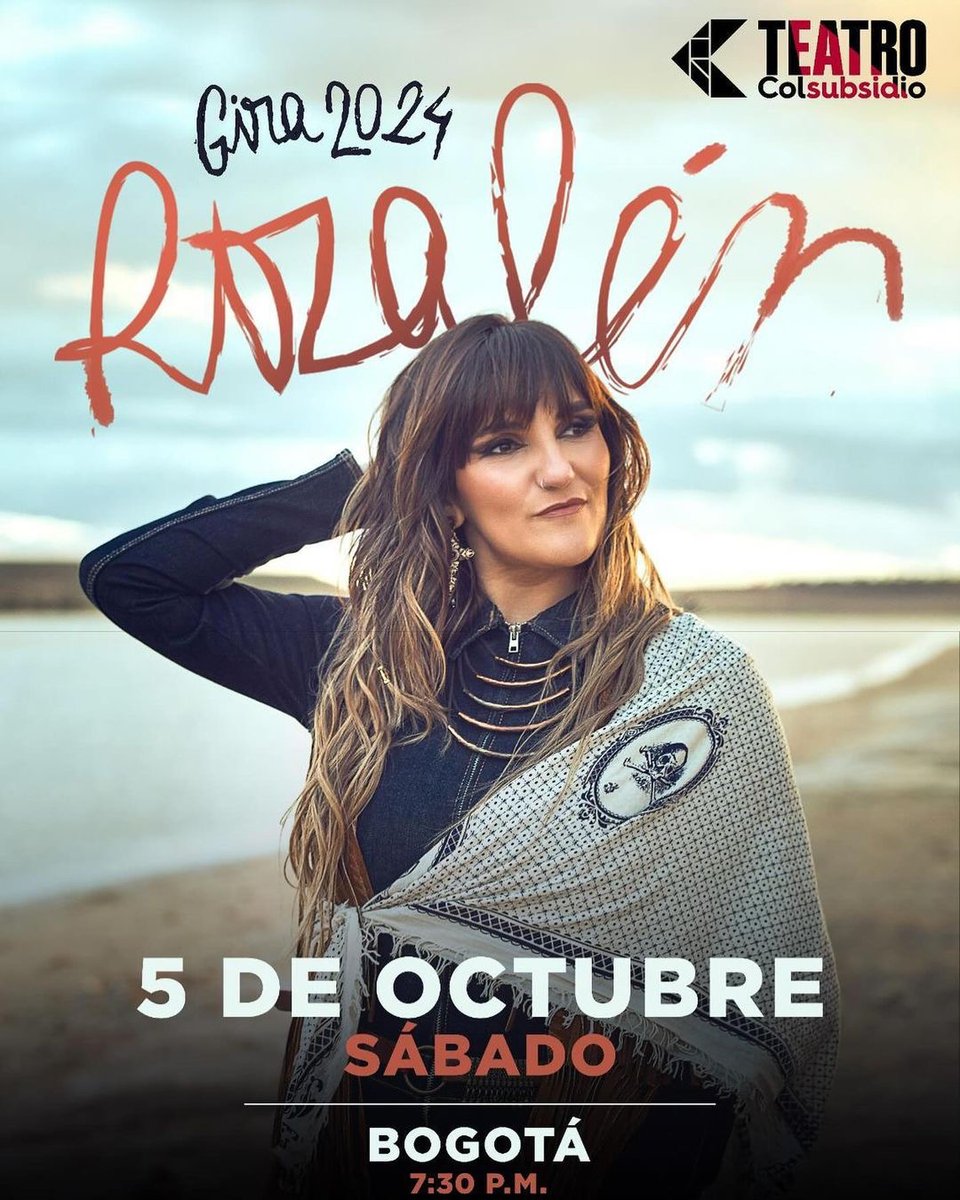 BOGOTÁ!!!!!!! El 5 de octubre Rozalen Regresa a Colombia… ❤️ con todo y nuevo álbum 💃🏻 🎟 tuboleta.com 📍Bogotá 🗓 5 de octubre #ElAbrazo #Rozalén #Colombia #Gira #NuevasCanciones