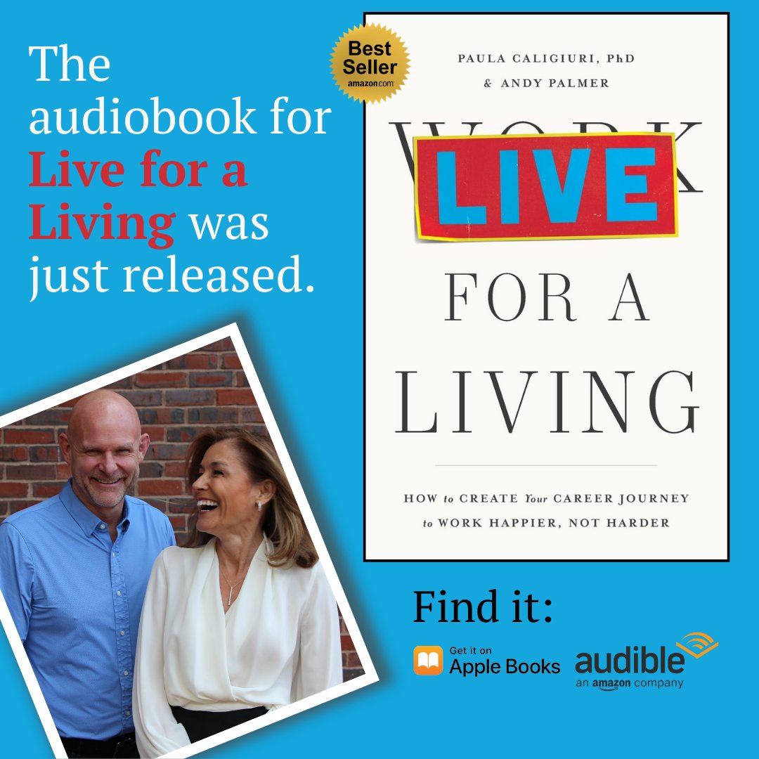 Once upon a time on a Bumble Inc. date, I met @PaulaCaligiuri . We were both on a quest for love, but instead of finding romantic sparks with each other, we found an enduring friendship. Together, we wrote and narrated 'Live for a Living: How to Create Your Career Journey to Work
