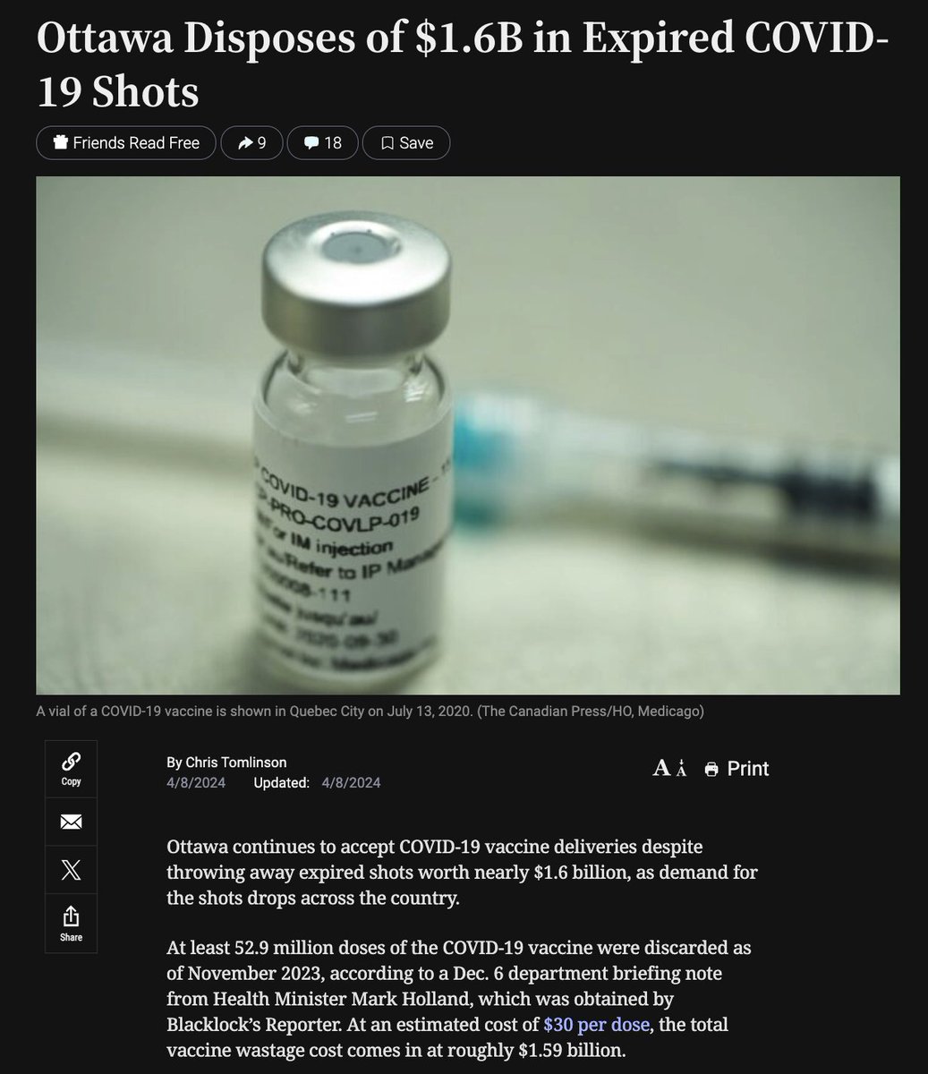 'Ottawa continues to accept COVID-19 vaccine deliveries despite throwing away expired shots worth nearly $1.6 billion....At least 52.9 million doses of the COVID-19 vaccine were discarded' Billions wasted on harmful injections people don't want. Unreal. theepochtimes.com/world/federal-…