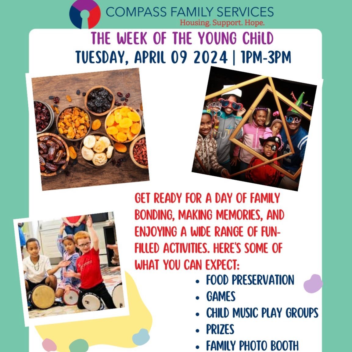 TOMORROW! Come join us for a day of fun as we celebrate the Week of the Young Child, register today!