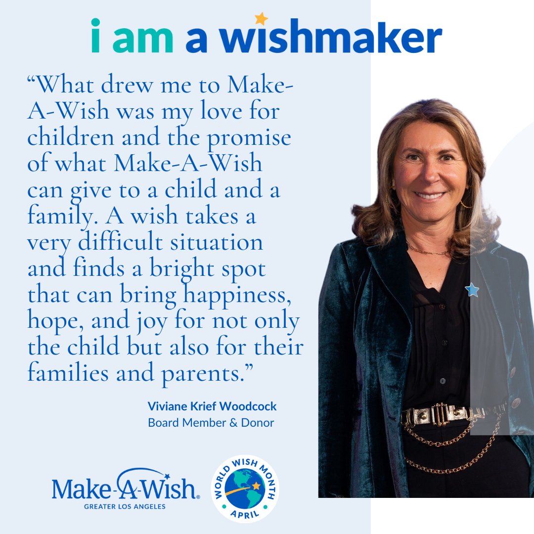 Viviane has been a Make-A-Wish supporter for over 20 years. 🌟 She has motivated friends, colleagues, and family to support Wish Kids and has granted many wishes herself. Thank you, Viviane for being a WishMaker and for your incredible support! 💙✨