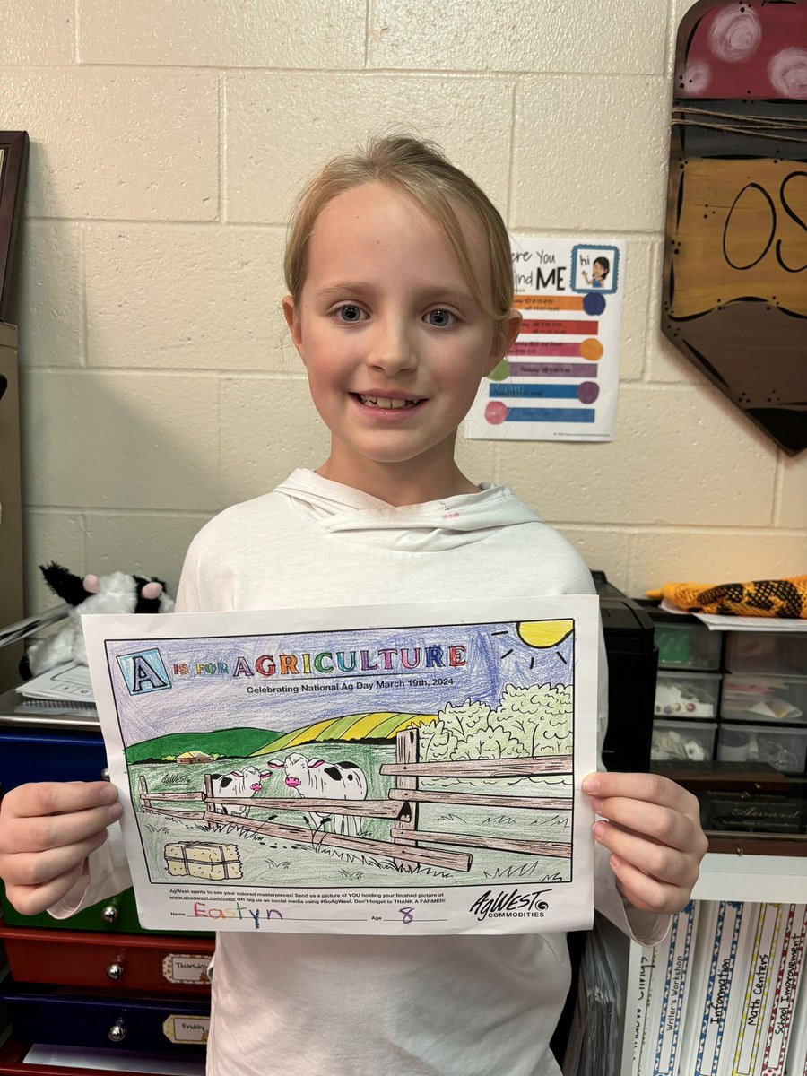 Congrats on winning the @AgWest coloring contest for #NationalAgDay @ShellCreekVikes #lakeviewvikes