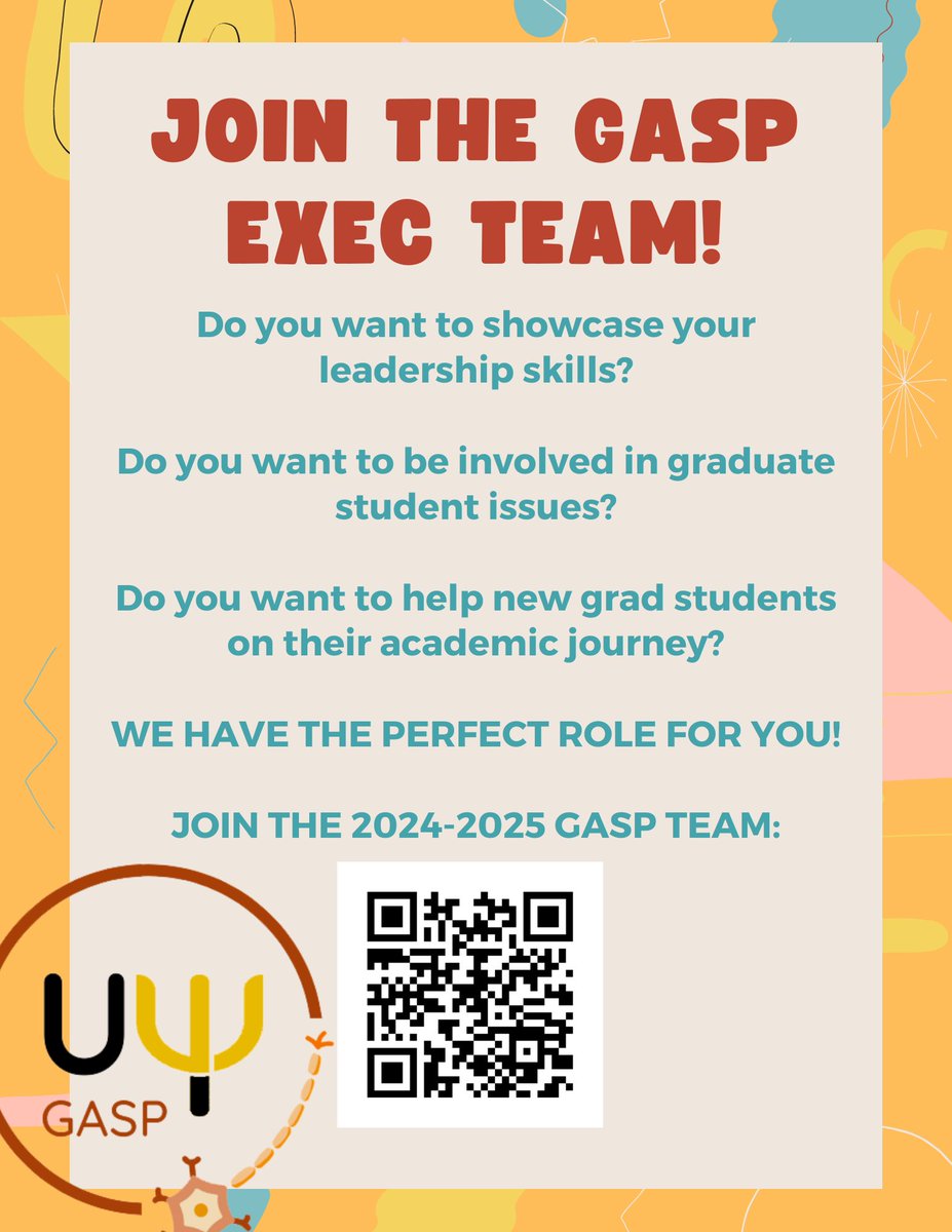 📢JOIN THE GASP EXEC TEAM❗️ If you would like to be part of the 2024-2025 GASP executive team, please follow this link to submit your application: docs.google.com/forms/d/e/1FAI… Further questions or concerns should be directed to gasp@uwaterloo.ca!