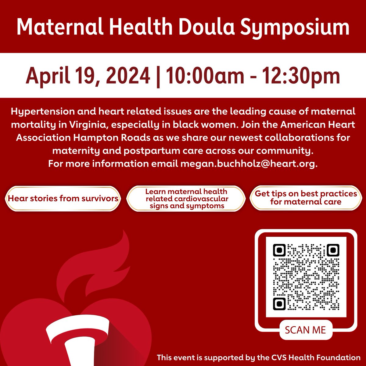 Save the date for the Maternal Health Doula Symposium supported by @CVSHealth foundation. This free webinar is open to all. Click to register spr.ly/6013wkzhx