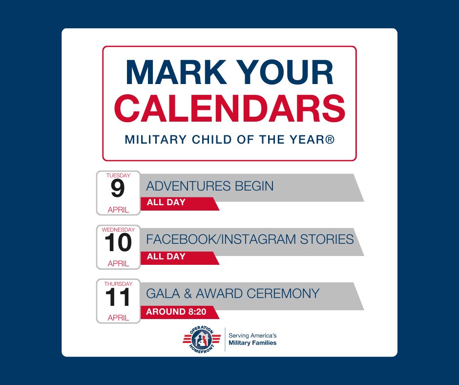 🎶Alexa, play 'Celebrate Good Times by Kool and the Gang' because it's time to come together and have a good time for Operation Homefront's Military Child of the Year® Awards Week! Please tune in and engage with us virtually throughout the week.