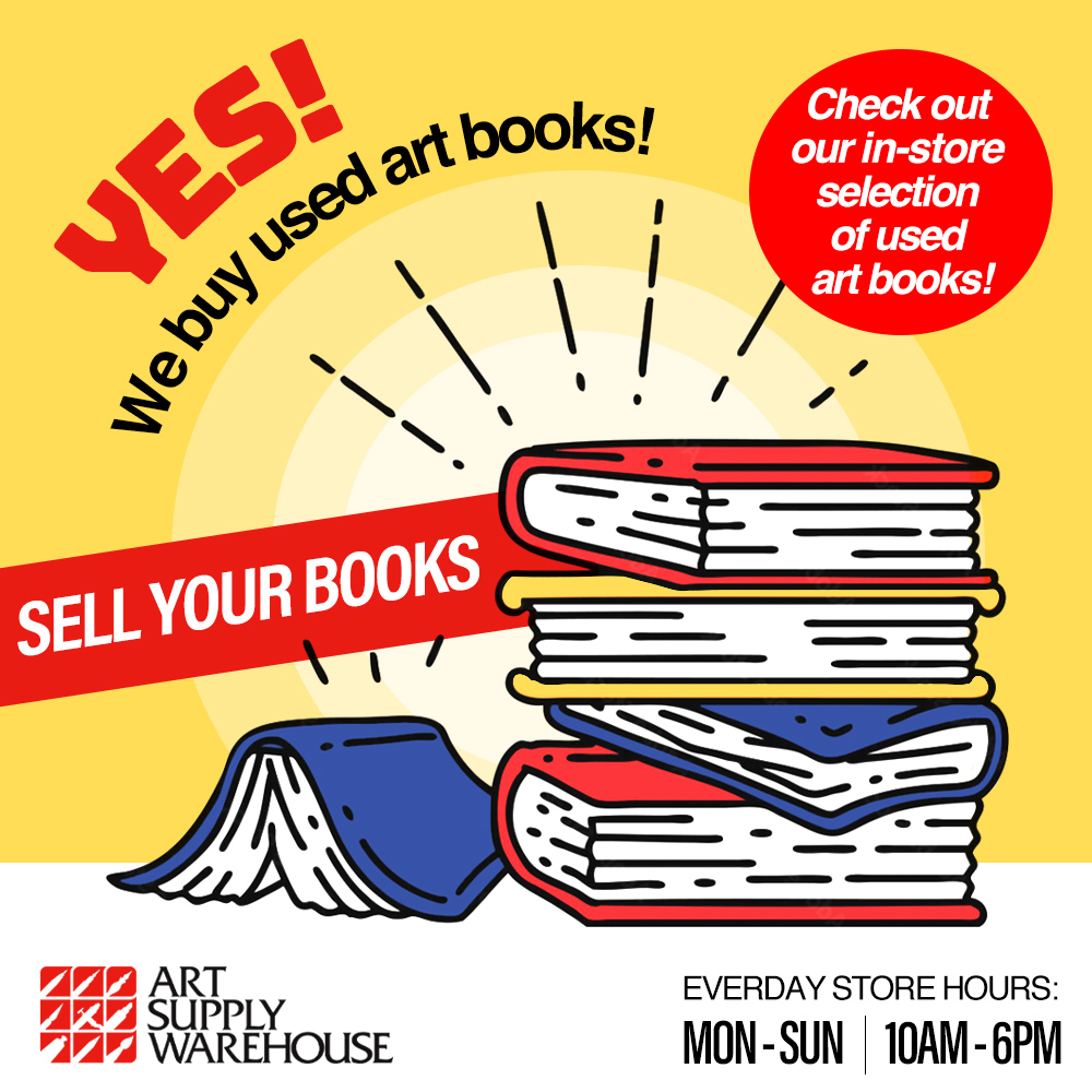 Stop staring at that stack of used art books you don’t use anymore... 📚Sell them to Art Supply Warehouse for cash or store credit and get new books! ✨ We've got a wonderful selection of new and used books. Used book buying available in-store only ✔ Store Hours: 10am-6pm