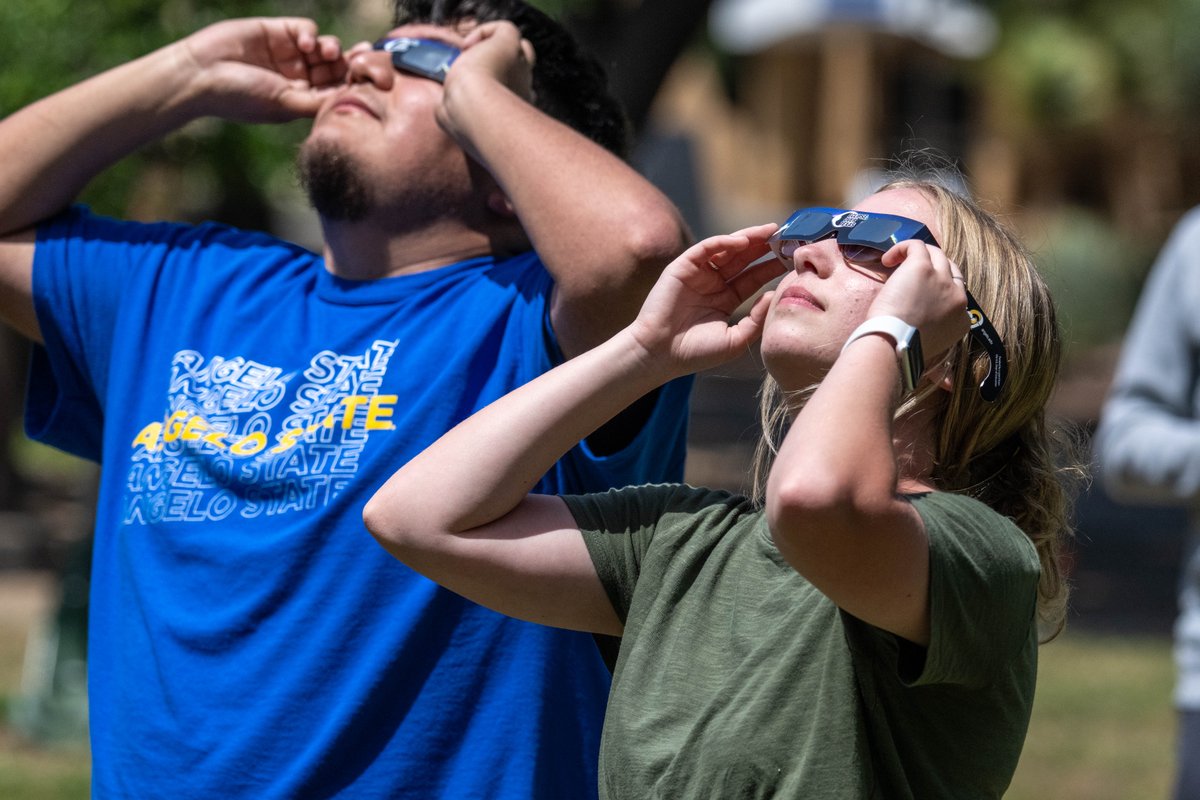 AngeloState's tweet photo. The solar eclipse was a sight to see🌒😎 Thanks for sharing this captivating view with us today, Ram Fam! https://t.co/VjHoQfnzYX