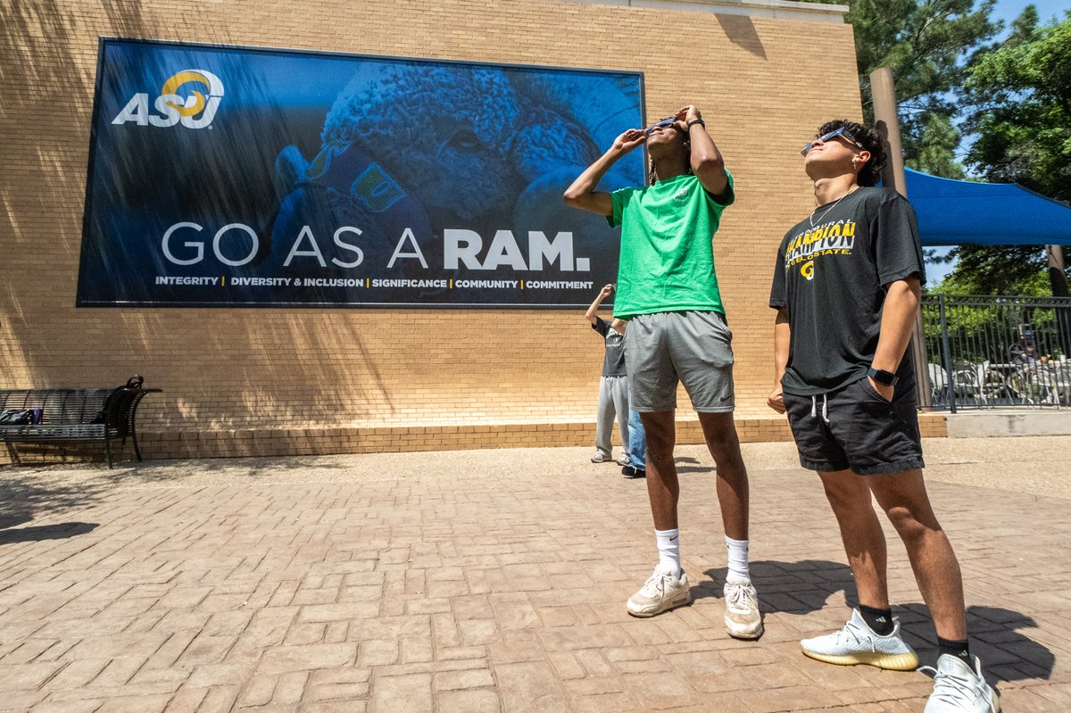 AngeloState's tweet photo. The solar eclipse was a sight to see🌒😎 Thanks for sharing this captivating view with us today, Ram Fam! https://t.co/VjHoQfnzYX