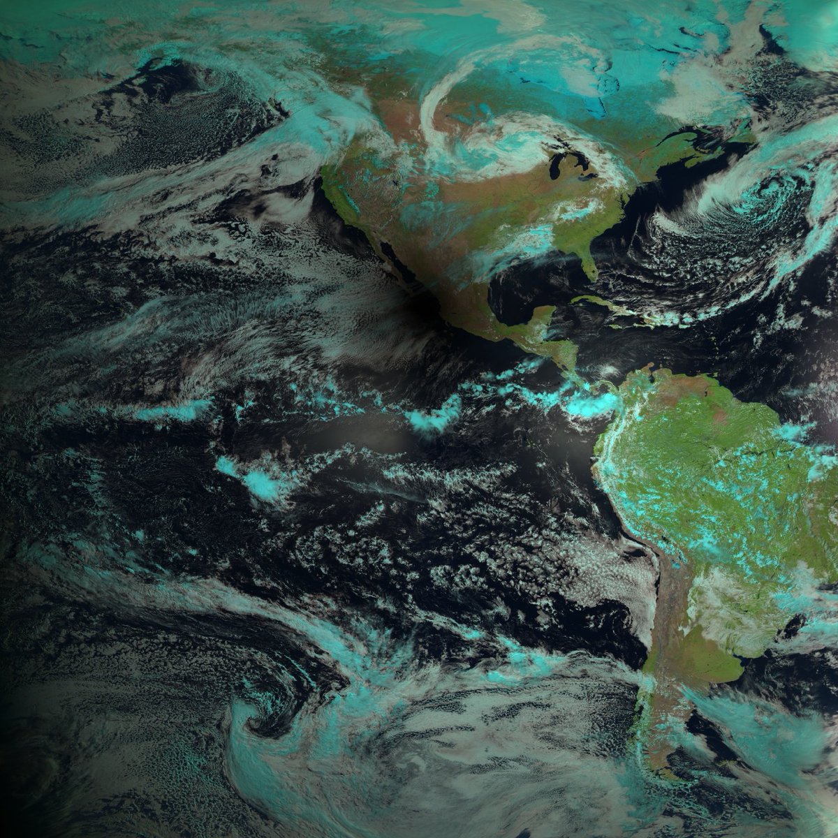 Here's today's #SolarEclipse as visualised by @eumetsat with data from the Meteosat 0 Degree, Meteosat IODC, GOES-16, GOES-18 and Himawari-9 satellites