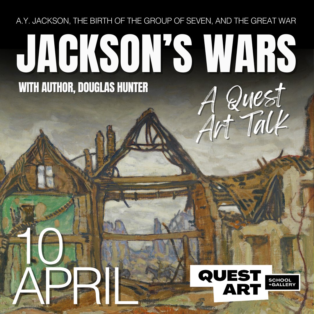 Douglas Hunter will be giving an Art Talk at Quest Art School + Gallery in Midland, Ontario on Wednesday! Learn more: bit.ly/49yuuzQ Check out Jackson's Wars: A.Y. Jackson, the Birth of the Group of Seven, and the Great War bit.ly/JacksonsWars