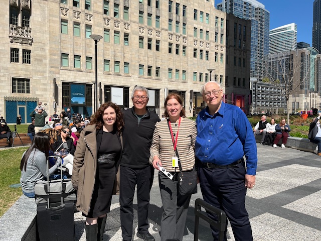 Our department chair @VNguyenPMR and fellow @acgme committee members gathered for the eclipse in Chicago today. 😎🌘