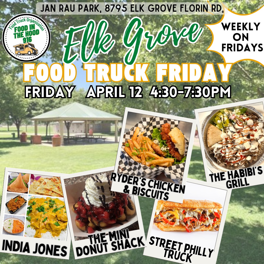India Jones at Food Truck Friday!
Friday, April 12th from 4:30-7:30 pm
Jan Rau Park - 8795 El Grove Florin Rd, #elkgrove

Online Ordering at indiajoneseatery.com

#foodie #indianfood #foodtruck #eatlocal  #dinner #comeeat #togofood #tacos #fries #curry #gourmet #sacramento