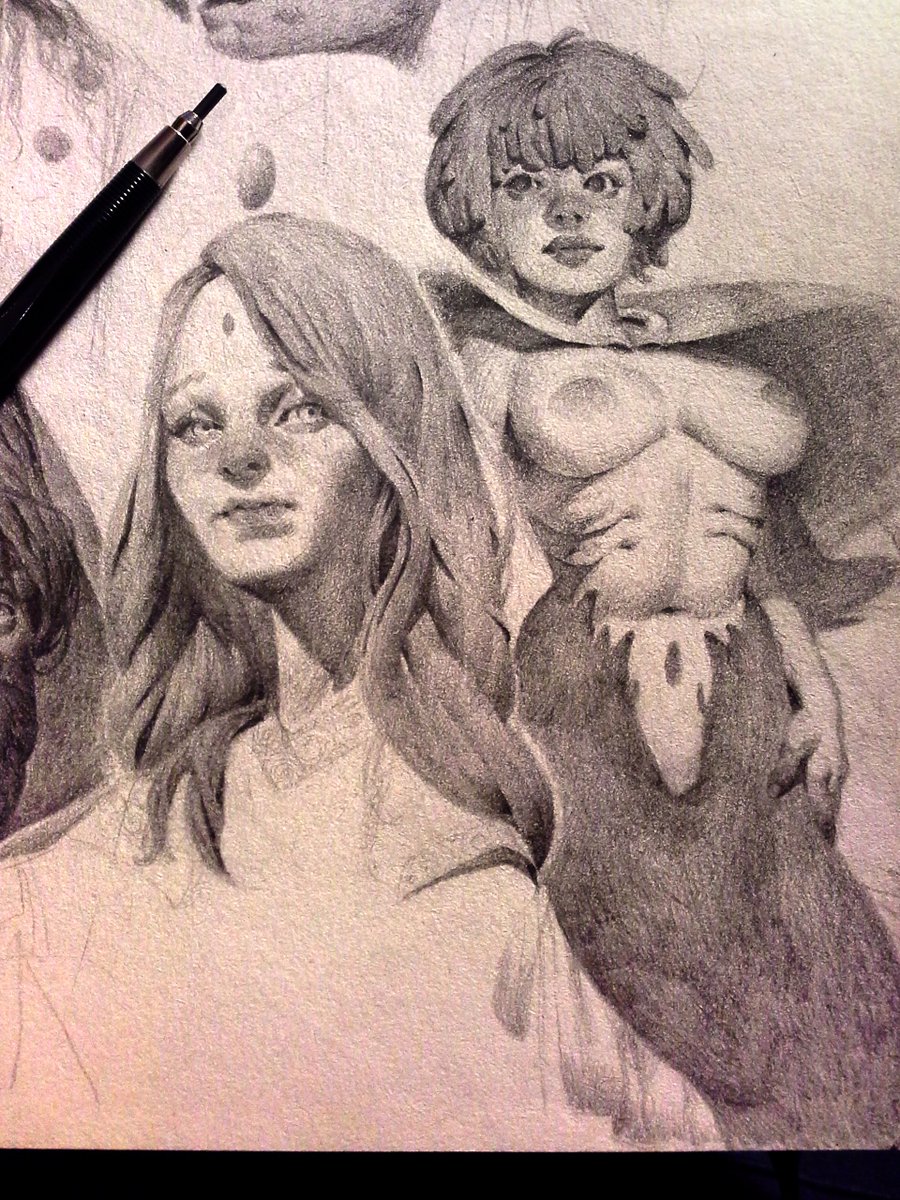 Mermaid and mage Graphite on paper