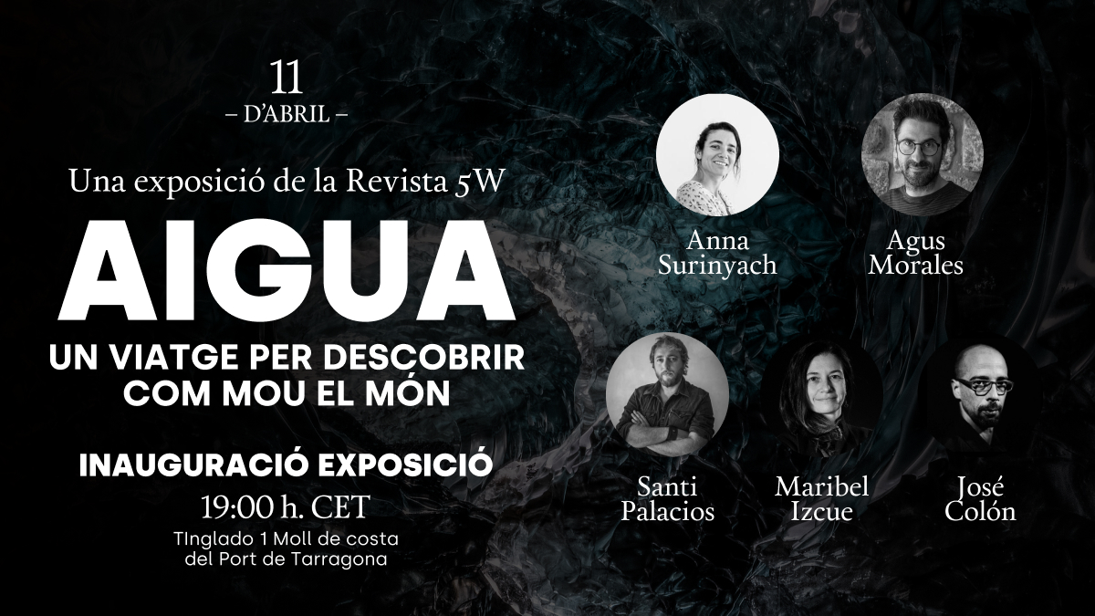 'Aigua: un viatge per descobrir com mou el món'. Una exposició de <a href="/revista5W/">Revista 5W</a> amb <a href="/SantiPalacios/">Santi Palacios</a>, <a href="/Izcue/">Maribel Izcue</a>, <a href="/agusmoralespuga/">Agus Morales</a>, <a href="/fernandomoleres/">fernando_moleres</a>, <a href="/esedonaire/">Santi Donaire</a>, <a href="/JColonToscano/">José Colón</a>, @SolmazDaryani y Sanne Derks. 

📅 Inauguració - Dijous 11 d'abril a les 19h
📍 Al Tinglado 1 del <a href="/MolldeCosta/">Moll de Costa - Port de Tarragona</a>