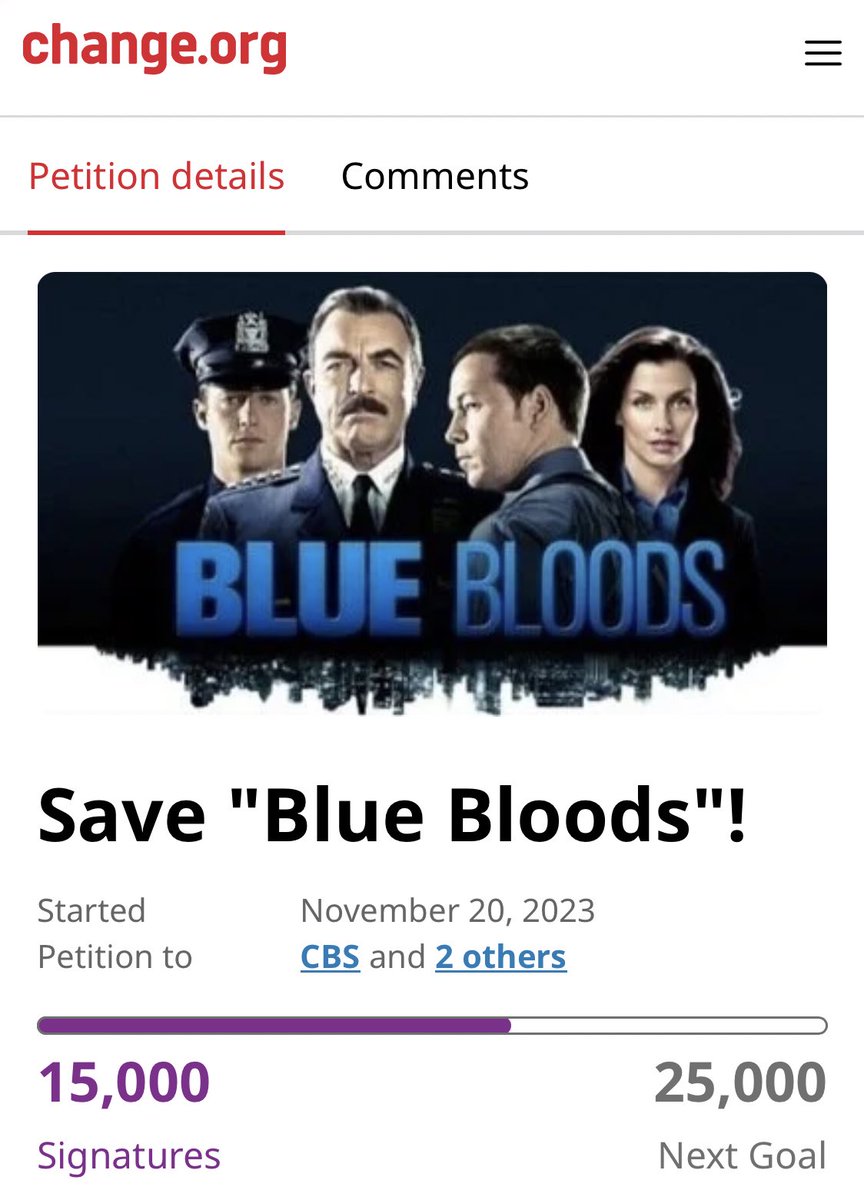 15,000 💙🎉🙏🏼 we hit it you guys!!!Thank you so much to the #SaveBlueBloods fam for continuing to FIGHT for @BlueBloods_CBS now on to 25K signatures @cbs @CBSTweet @CBSTVStudios @paramountplus PLEASE cancel the cancel!!!! @DonnieWahlberg @TooDelicious @megspptc @TheJenniMurphy