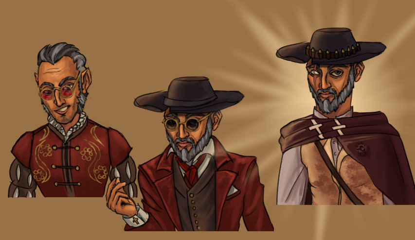 Some character sketches I did of Rictavio, aka Rudolph Van Richten, AKA Jesus, Slayer of Unholy (OC). After adding my own spin to it, Curse of Strahd was a very fun module to run. Glad I can finally post all the art I did!

#ttrpg #ravenloft #CurseofStrahd #RudolphVanRichten