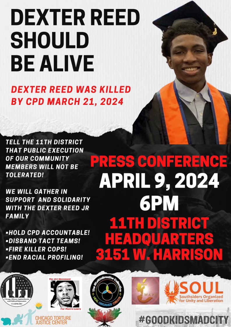 Just in: A group of organizations will host a press conference outside of the 11th District police station tomorrow in response to the fatal police shooting of Dexter Reed. @TheTRiiBE Context: thetriibe.com/2024/04/amid-l…