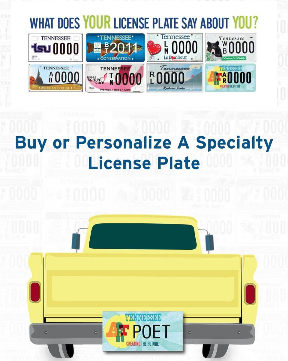 Get any specialty license plate today and you will be supporting the Arts in TN!  SJPAC thanks you!  
tnspecialtyplates.org
