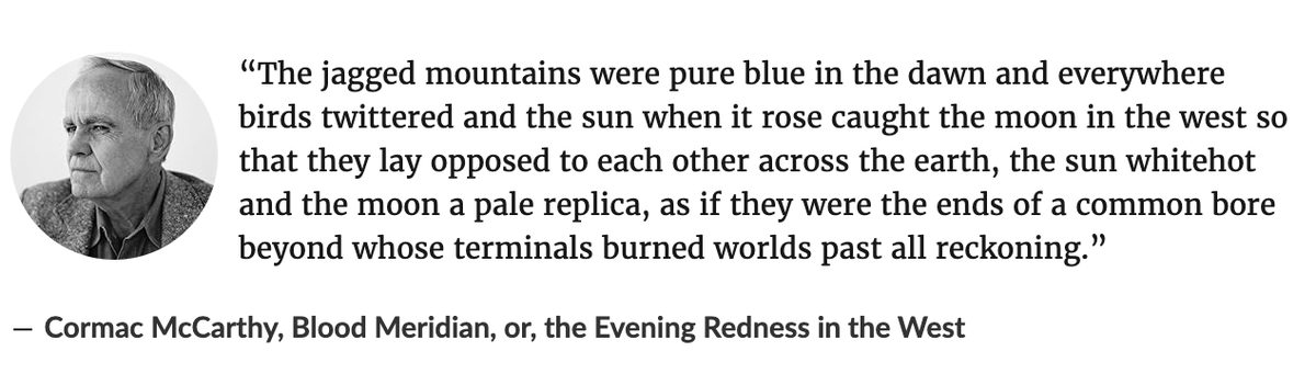 Fine reminder that Cormac McCarthy wrote the most metal sentence about the sun and the moon in all American lit