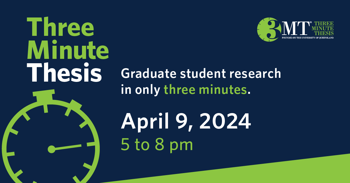 The clock is ticking...UBC Okanagan graduate students take centre stage. Their challenge? To captivate you and the panel of judges while explaining their research in just three minutes! Get your tickets now: bit.ly/4cPMRmF