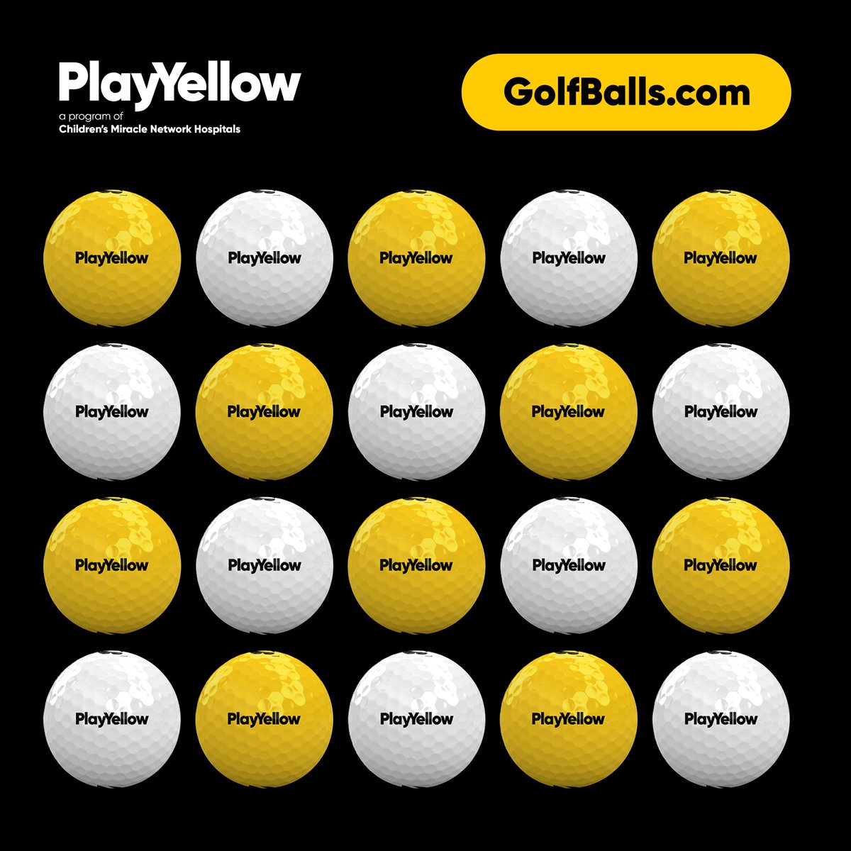 Purchase Play Yellow golf balls from GolfBalls.com and tee off for a great cause – supporting your local children's hospital! 🏥💛 #PlayYellow