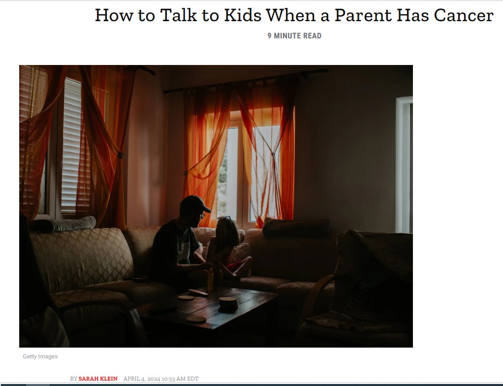Thank you @TIME for featuring our social worker Max McMahon and I to discuss the topic of 'How to Talk to Kids When a Parent Has Cancer'. Brilliant write-up by @sarklei @DanaFarber @DanaFarberNews @DanaFarber_GU @goldietaylor