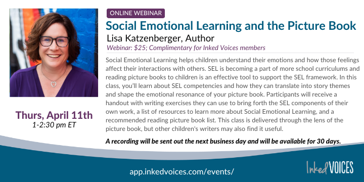 Join us for this excellent upcoming webinar with PB guru, @FictionCity Lisa Katzenberger, on Social and Emotional Learning and the Picture Book.