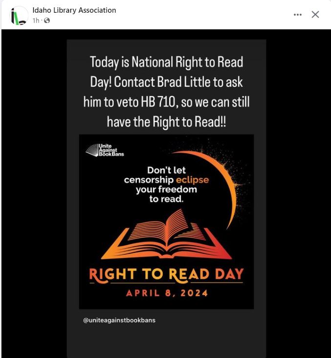 Please call Gov. Little at (208) 334-2100.
It takes 1 minute to leave a voicemail.

#librariesforall #RightToRead #idpol