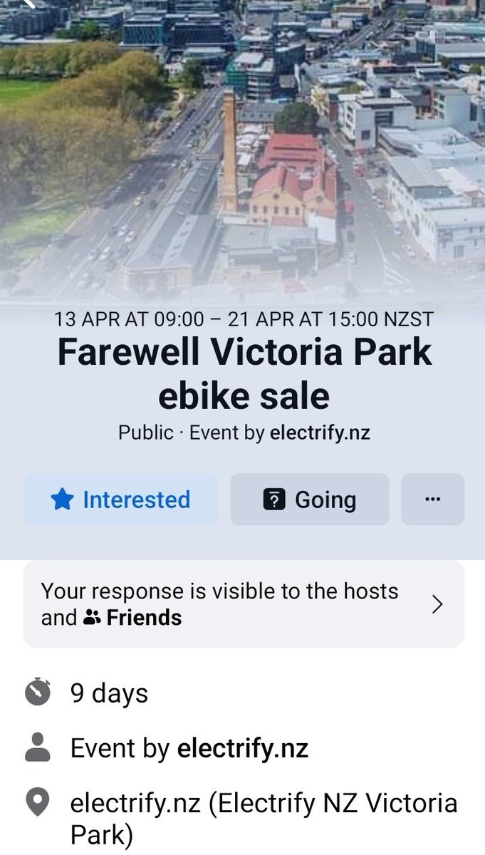 ▪︎ Thinking about buying an e-bike? ▪︎ Looking for a sweet deal? ▪︎ In Auckland on Saturday 13 April? Electrify NZ (Victoria Park) is having a moving-out sale, with hefty discounts. Sale starts 9am. Take a look...and cycle home! @BikeAKL #Ebike #deal #transport #AKL