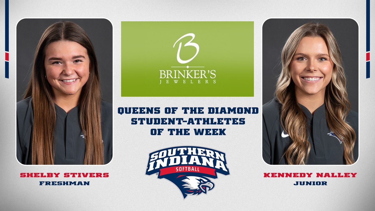 🥎🦅 Heading into a big home series on Sunday, this week's @USISOFTBALL Brinker's Jewelers Queens of the Diamond are Shelby Stivers and Kennedy Nalley! #GoUSIEagles
