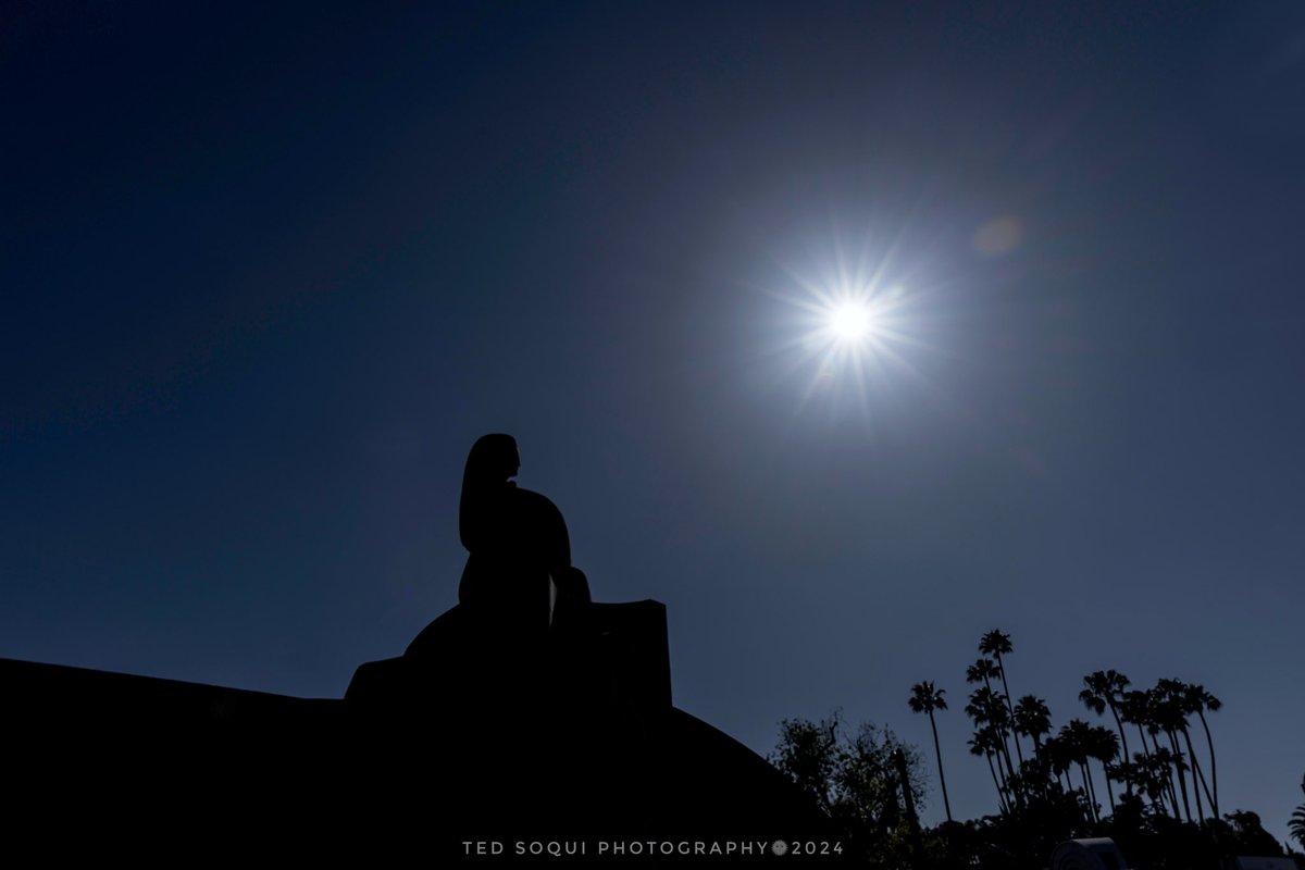 Hunting for solar eclipse photos today in Los Angeles. Photographed this image at the entrance of the Hollywood Bowl. #Eclipse #losangeles #hollywoodbowl
