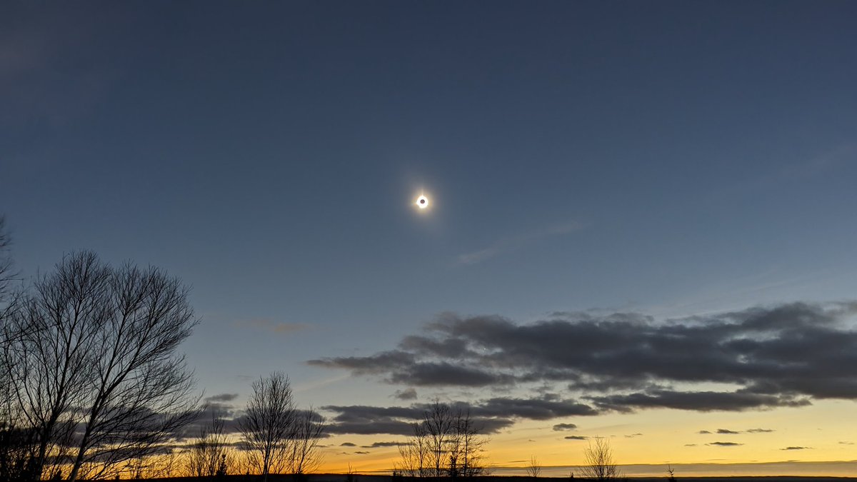 Views of totality from the Bay d'Espoir Highway. #Eclipse2024 #nlwx