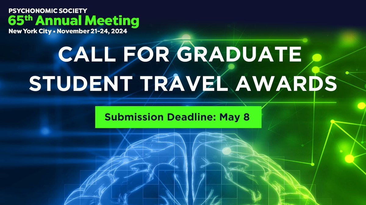 Submit your application for the J. Frank Yates Student Travel, Graduate Travel, and Student Travel Award from Emerging/Developing Nations. Submissions are due May 8. bit.ly/3vozSYz #psynom24