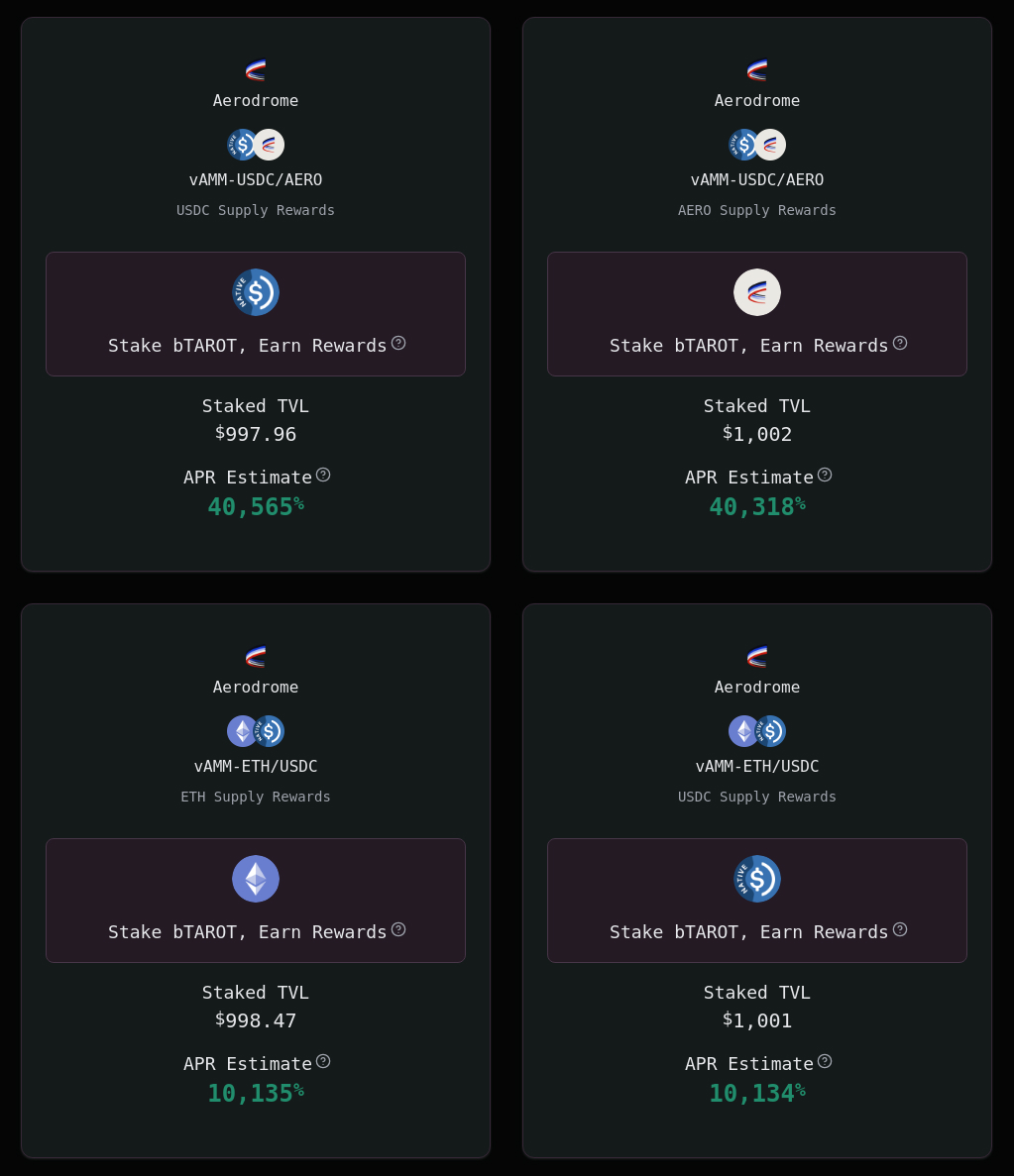 The Tower is now LIVE on @base, with 10,000 AERO in targeted supply incentives for lending pools that feature @circle's native USDC: USDC/AERO ETH/USDC Stake your bTAROT for these @aerodromefi pools to earn your share of the rewards!