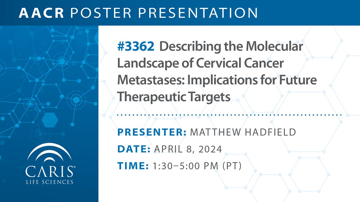 What are the molecular underpinnings of cervical cancer metastasis to different sites? Hear Dr. Matthew Hadfield from @BrownUCancer discuss detailed molecular and immune portraits of over 2,600 cervical cancer samples. #AACR24 ow.ly/njiq50RaHAL