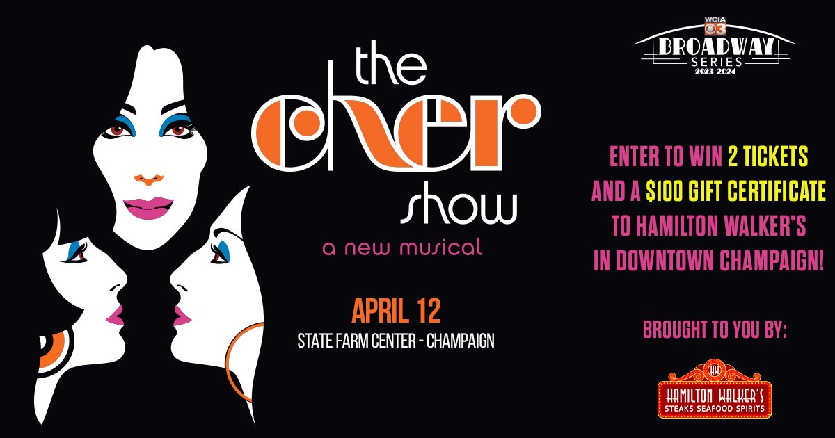 Enter to win tickets to The Cher Show this Friday at State Farm Center! The winner will receive two tickets to the show and a $100 gift card to Hamilton Walker's! Sign up NOW to win a fun and exciting night on the town! 👉 statefarmcenter.com/CherETW