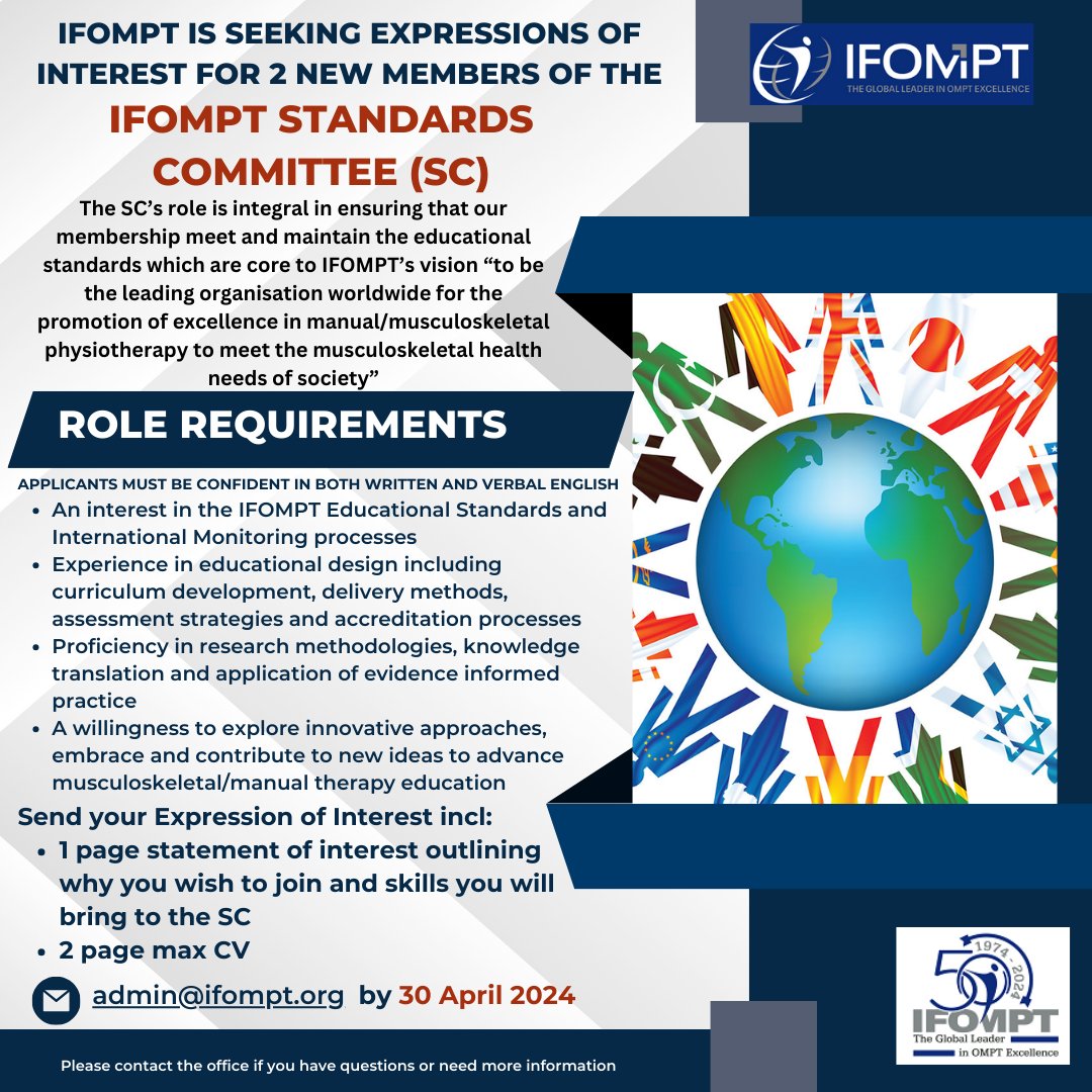 Expressions of interest to be submitted to admin@ifompt.org by 30 April 2024.