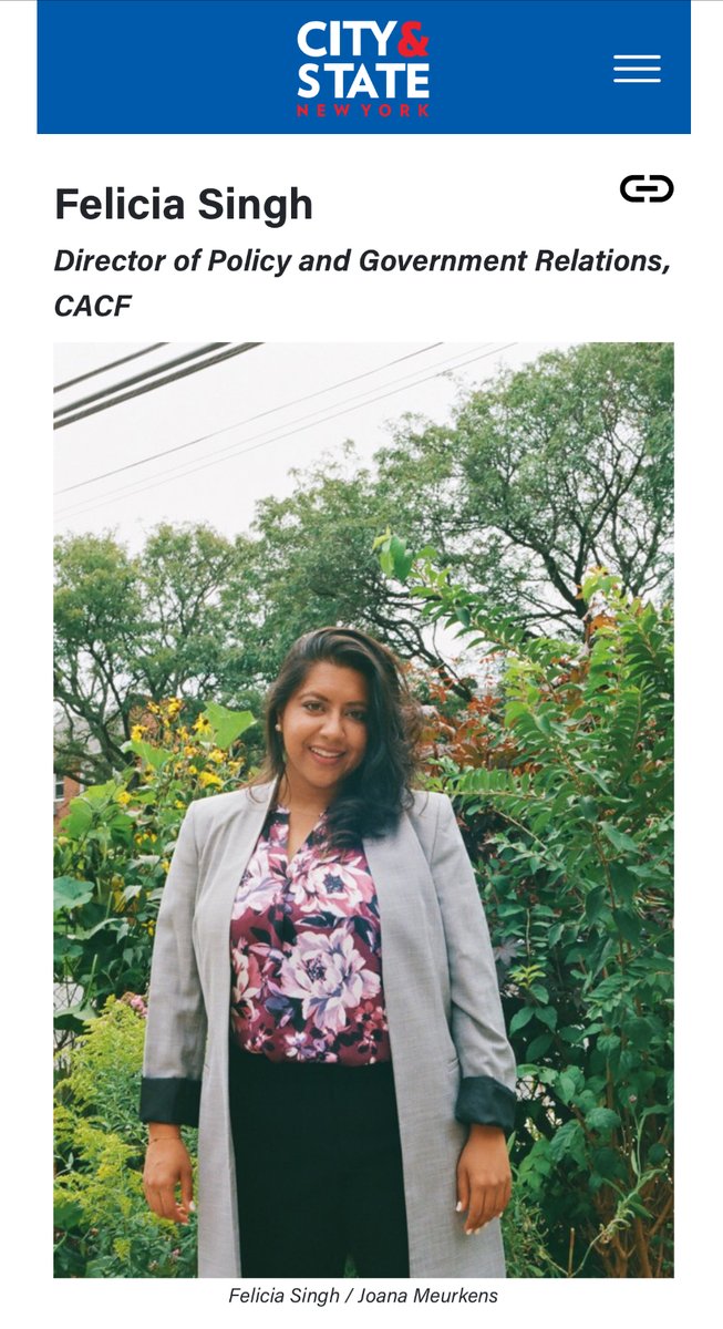 🎉Congratulations to CACF’s very own Director of Policy and Government Relations Felicia Singh for being featured in @CityAndStateNY's Who’s Who in Government Relations list for the second year running! 📰Read more about Felicia’s work here: cityandstateny.com/power-lists/20…