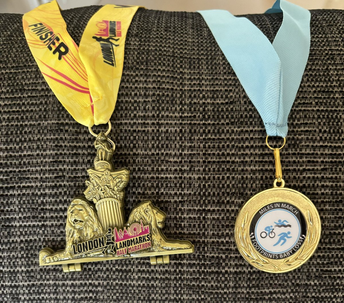 Sharondarke's tweet image. I did 195 running and walking miles in March. Very proud of Suzie too for completing 100 miles, many on her bike.
👣👣👣👣

And then yesterday at London Landmarks Half marathon where I did my first race as a guide runner. 

 #guiderunner #footprints #footprintsbabyloss #twinloss