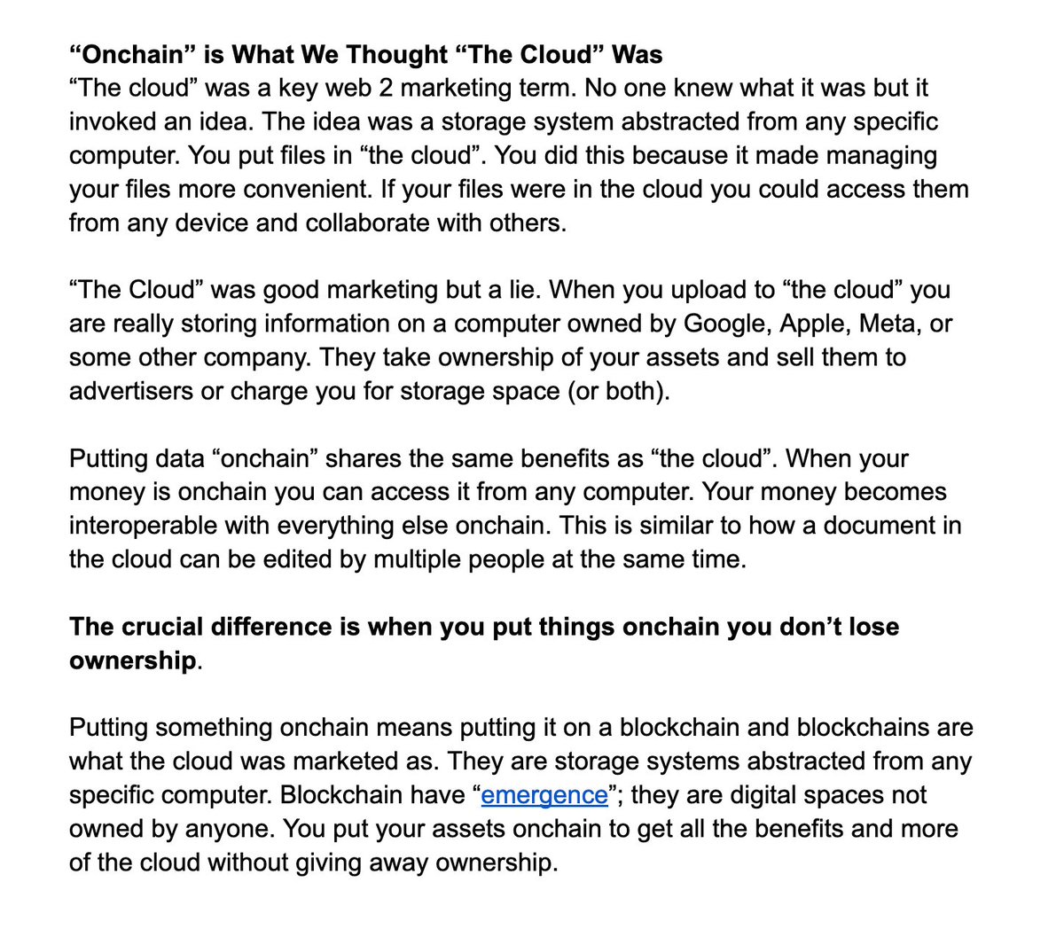 New essay! 'Onchain' is What We Thought 'The Cloud' Was Mint: zora.co/collect/base:0…