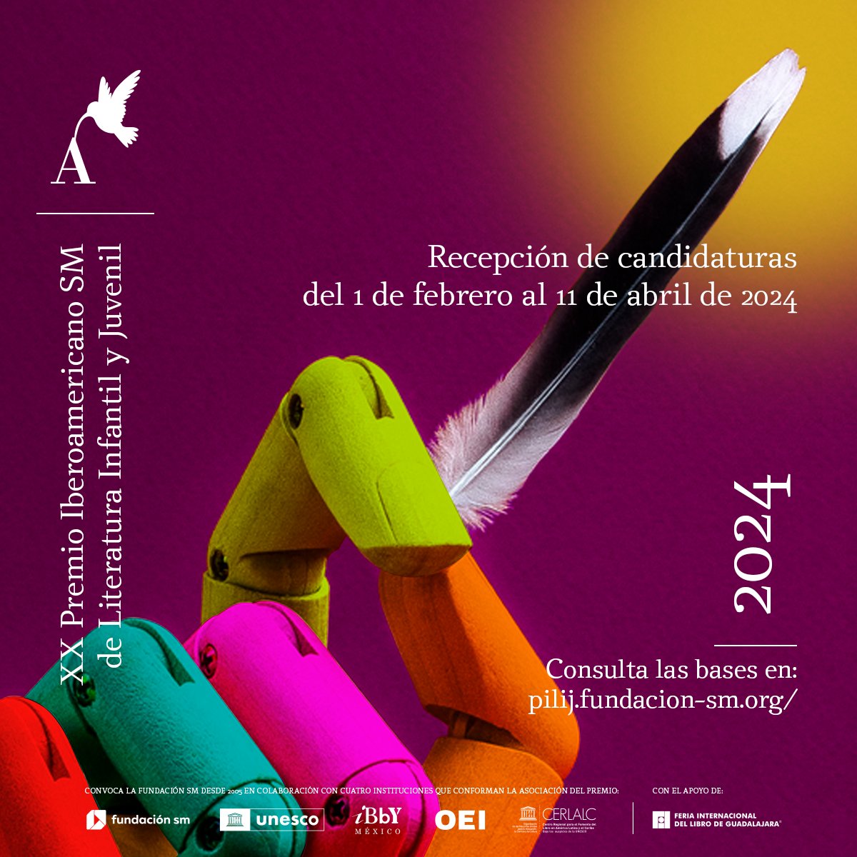 FundacionSMmx's tweet photo. ¡Quedan pocos días para registrar tu candidatura en el XX Premio Iberoamericano de Literatura Infantil y Juvenil! ✨ La convocatoria cierra el 11 de abril:  https://t.co/s38d9JoY0t

El #PILIJ reconoce autores con una carrera literaria de excelencia y está dotado con 30.000 USD. https://t.co/0w9WUT8c7e