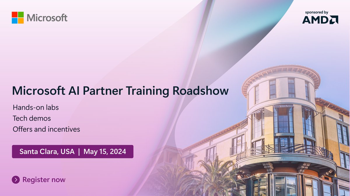 Discover the latest AI capabilities of Microsoft Azure Innovate, Copilot for Microsoft 365, and more at the Microsoft #AI Partner Training Roadshow. Join Microsoft experts and industry leaders on May 15. #MSPartner #MSAIRoadshow aka.ms/AApy7ai