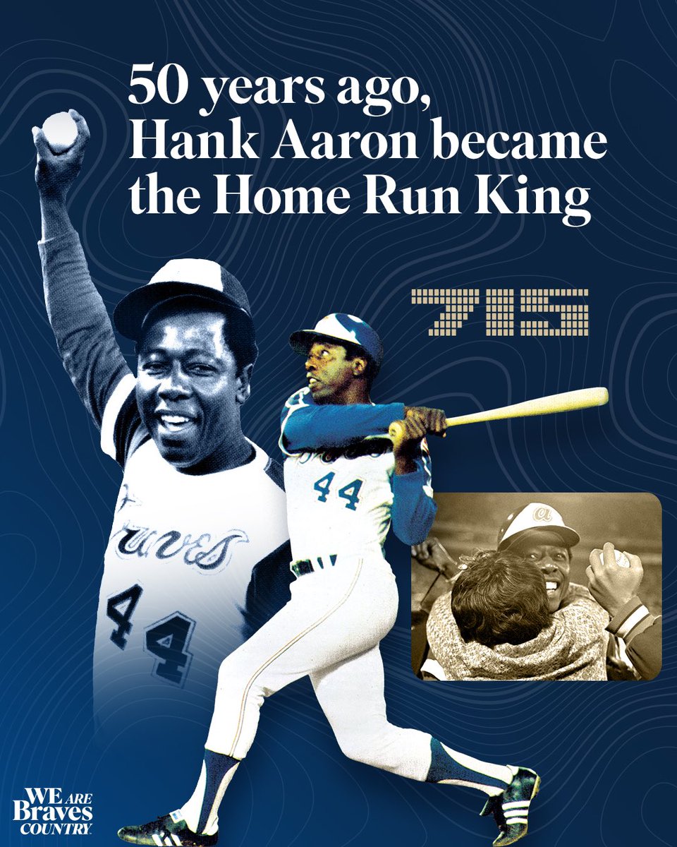 Braves's tweet image. 50 years ago today, Hank Aaron changed the world 💙