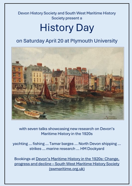 Looking forward to our #Devon in the 1920s Maritime History event ... book soon!